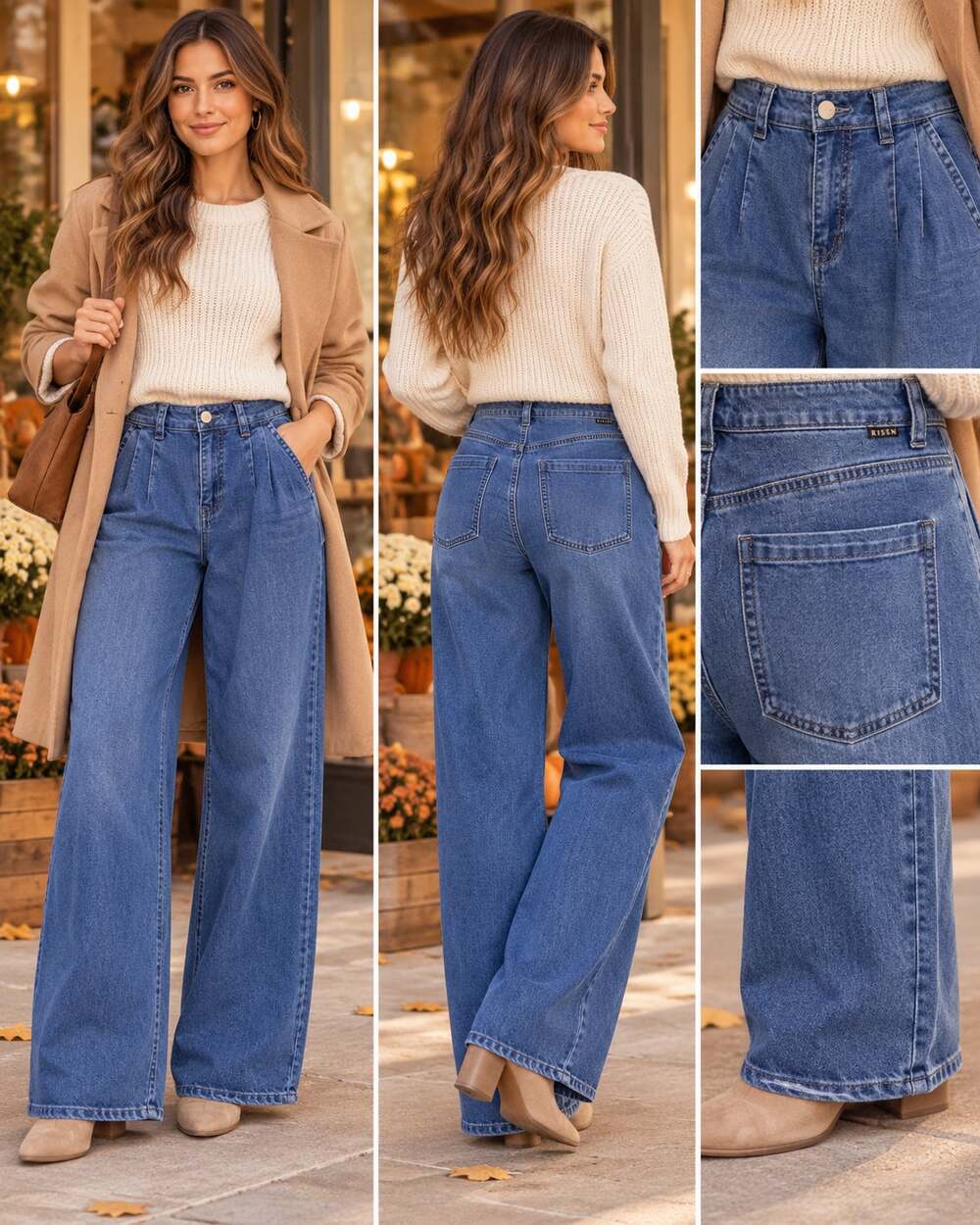 RISEN Jeans High Rise Wide Leg Denim Jeans Size 7/28